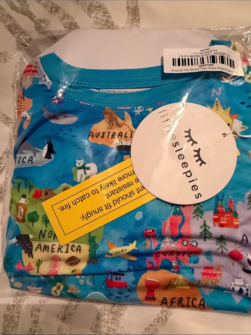 Little Sleepies Around The World Kids Pajama Set - 7/8 New
